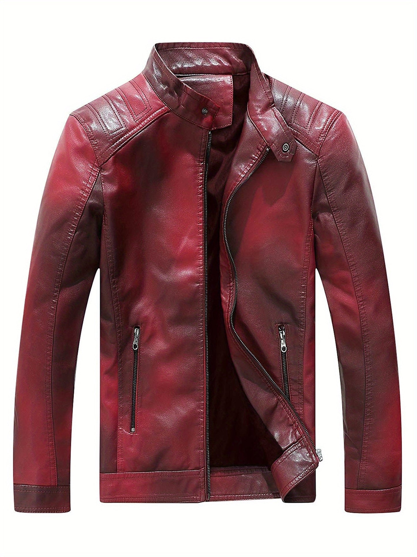 Men's Red Faux Leather Moto Jacket – Bold Biker Style