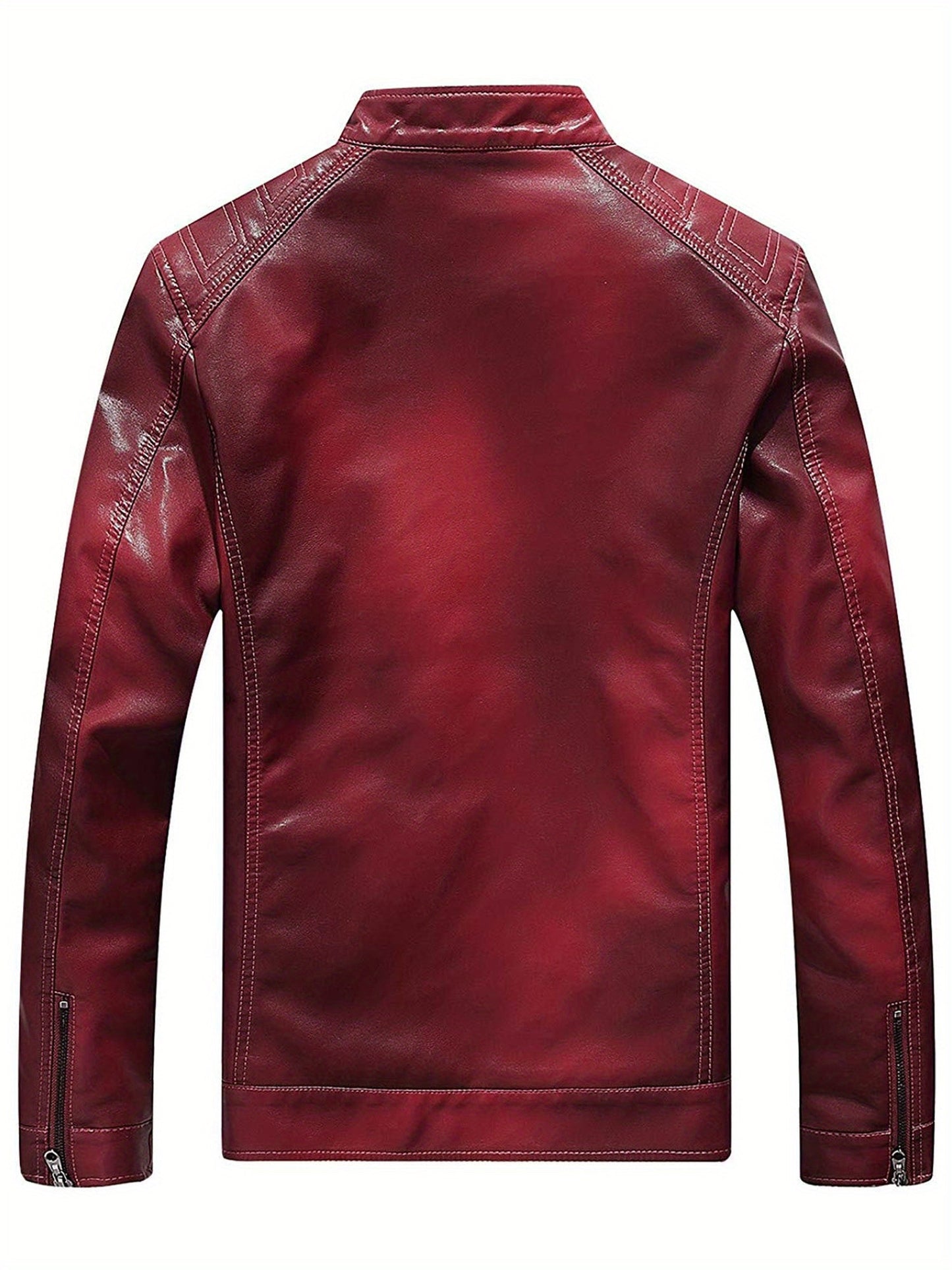 Men's Red Faux Leather Moto Jacket – Bold Biker Style