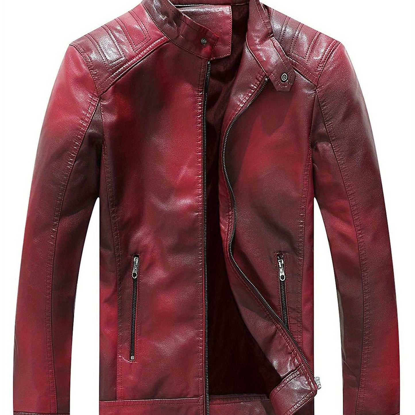 Men's Red Faux Leather Moto Jacket – Bold Biker Style