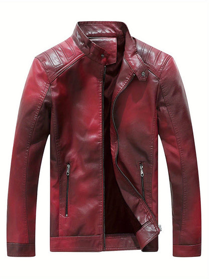 Men's Red Faux Leather Moto Jacket – Bold Biker Style