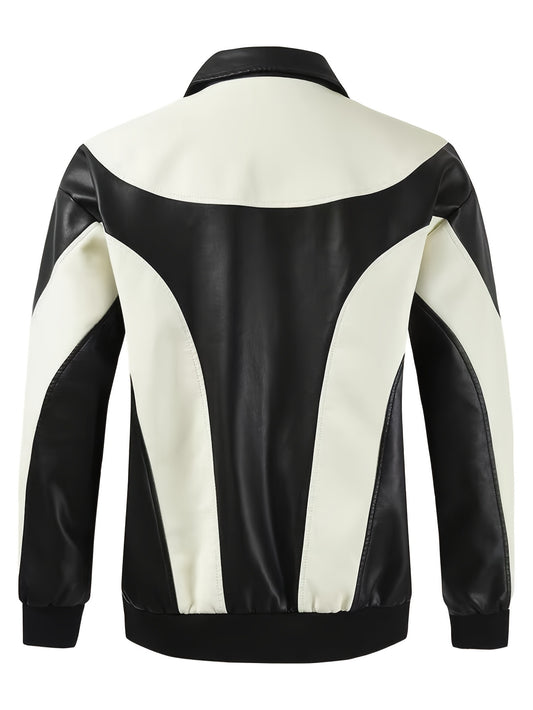 Men's Two Tone Faux Leather Jacket – Streetwear Biker Gear